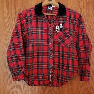 Disney Red Plaid Button Down Shirt